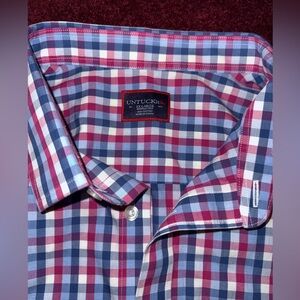 UNTUCKit Shirt Mens 2XL Blue Checked Button Casual Cotton